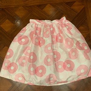 Polyester skirt, white with pink circle design